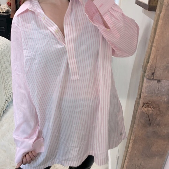 Talbots non iron pink striped button down shirt size 20W - Picture 5 of 11